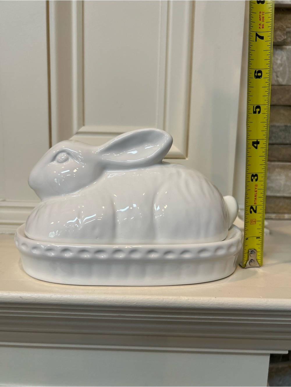 Ashland White Ceramic Bunny Butter Dish - Picture 4 of 16
